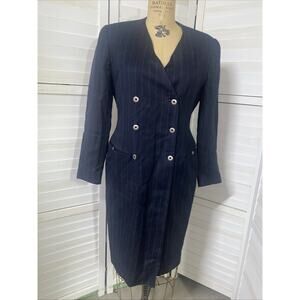 Tahari 90s Women’s Career Business Women’s Dress Black Pin Stripe Gangster Med